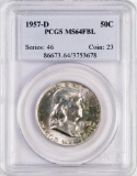 1957 D Franklin Silver Half Dollar (PCGS) MS64 FBL.