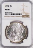 1887 P Morgan Silver Dollar (NGC) MS63.