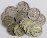 Lot of (17) Franklin Silver Half Dollars.