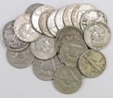 Lot of (21) Walking Liberty & Franklin Silver Half Dollars.