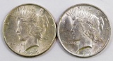 Lot of (2) Peace Silver Dollars.