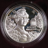 1999 Dolley Madison Proof Silver Dollar Commemorative.