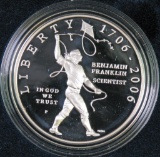 2006 Benjamin Franklin Scientist Proof Silver Dollar Commemorative.