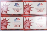 Lot of (4) U.S. Silver Proof Sets - 2003, 2004, 2005 & 2006.