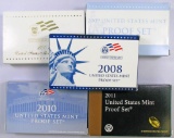 Lot of (5) U.S. Proof Sets 2007-2011.