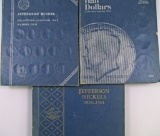 Lot of (3) Vintage Whitman Coin Albums Jefferson Nickels & Kennedy Half Dollars with 103 Coins.