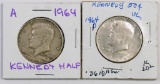 Lot of (2) 90% Silver Kennedy Half Dollars.