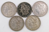 Lot of (5) 1879 P Morgan Silver Dollars.