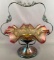 Antique iridescent ruffled edged wedding basket with floral design