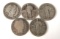 Group of five silver quarters