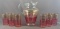 Vintage seven piece cranberry flash glass lemonade set