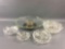 Lot of 5 Clear Cut & Etched Glass Pieces & Cake Plate.