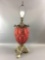 Antique Kerosene/ Oil Lamp Electrified Red Ruby Glass.