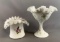 Group of 2 Fenton milk glass items with floral designs