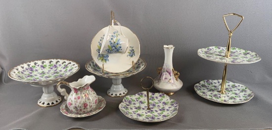 Group of miscellaneous dishes with floral design