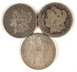 Group of three Morgan silver dollars