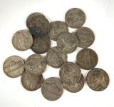 Group of 17 silver war time Nickels
