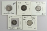 Lot of (5) Capped Bust Dimes.