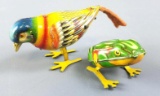 Geoup of 2 Germany Tin Litho Wind-up Bird & Frog Hoppers.