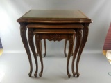 Three tier Wood End Tables with Glass Top.