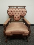 Antique Eastlake Upholstered Rocking Chair.