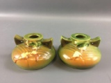 Group of 2 Roseville Snowberry Pattern Candlestick Holders.