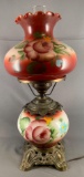 Vintage electrified table lamp with floral design