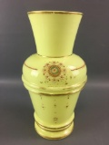 Victorian Handpainted Yellow Glass Vase.