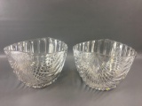 Group of 2 Clear Glass Ribbed Shell Pattern Punch / Salad Bowls.