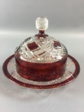 1894 Tacoma Ruby Stained Butter Dish.