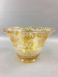 Egermann Czech Republic Yellow Etched Glass Bowl.