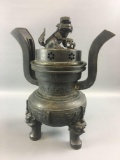 Metal Ornate Oriental Covered Pot.