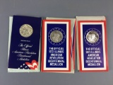 Group of 3 Sterling Silver Illinois American Revolution Medals.