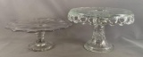 Group of two vintage press glass cake stands