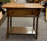 Antique walnut side table with turned legs