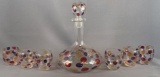 Vintage seven piece polkadot glass decanter set