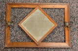 Vintage oak wall mirror coat rack