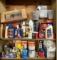 Cabinet lot of miscellaneous cleaners, oil, and more