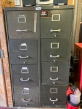 Group of 2 four drawer file cabnets with Books and Magazines