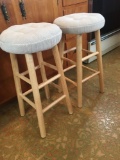 2 wooden kitchen stools