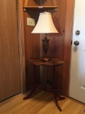 Small Wood Table with Lamp