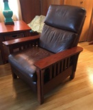 Leather and Wood Recliner