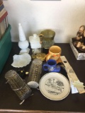 Group of miscellaneous perfume bottle, Candlestick Holder and more