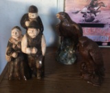 Group of 4 Bird and People Statues