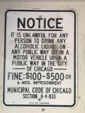 City of Chicago Notice Alcohol Fines Metal Sign