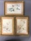 Group of 3 Framed Asian bird themed silk paintings