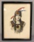 Vintage framed hand colorized Native American Woman