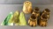 Group of antique lamp shades and slag glass inserts