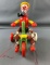 Vintage Wooden Pull Toy clown on tricycle