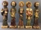Group of 5 Handcarved Wooden Spanish Saints Statues